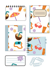 Set of Fully editable vector with pattern. Reminder paper notes vector . Notes, notebook. Graphic element for your design.