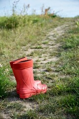 Boots on a path in the countryside.