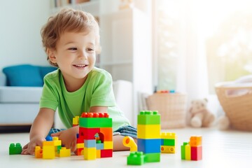 Joyful Creations: Cute Kid with Bricks