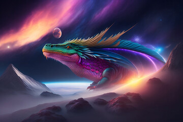 dragon in the night sky