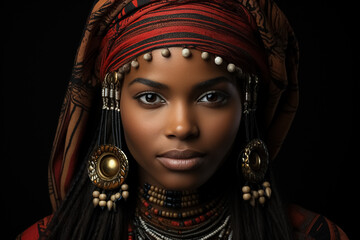 portrait of african woman from tribe. Generative Ai