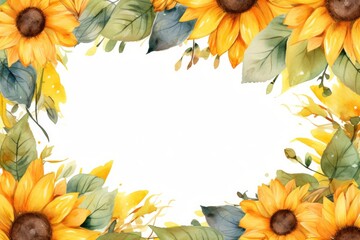 Watercolor sunflower frame