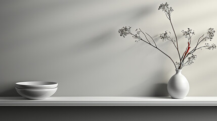 vase book and pot on a shelf. plant in a vase