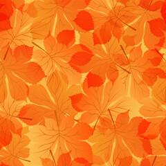 Naklejka na ściany i meble Seamless pattern with hand drawn autumn chestnut leaves.