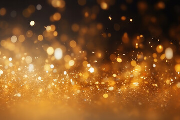 Obraz premium Golden glitter and sparkles dazzle in the background's sun rays. A touch of magic in this shimmering scene. AI Generative enchantment enhances the allure.