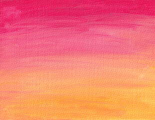 Orange and red watercolor brush stroke paint gradient background. Warm aquarelle color gradation backdrop. Hand drawn vibrant painting.