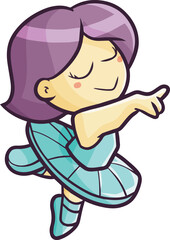 Cute and funny beautiful ballerina dancing happily