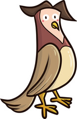 Funny cool brown owl cartoon illustration