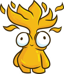 Funny little fire monster cartoon illustration