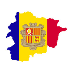 State borders of country Andorra. Andorra border. Andorra map. Card silhouette. Banner, poster...