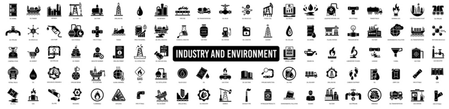 Industry and environment icons. Vector illustration