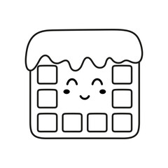 flat vector illustration of outline belgian waffle