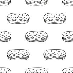 cartoon vector seamless pattern of eclair