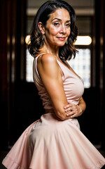 photo of middle aged old woman at house resident party award, generative AI