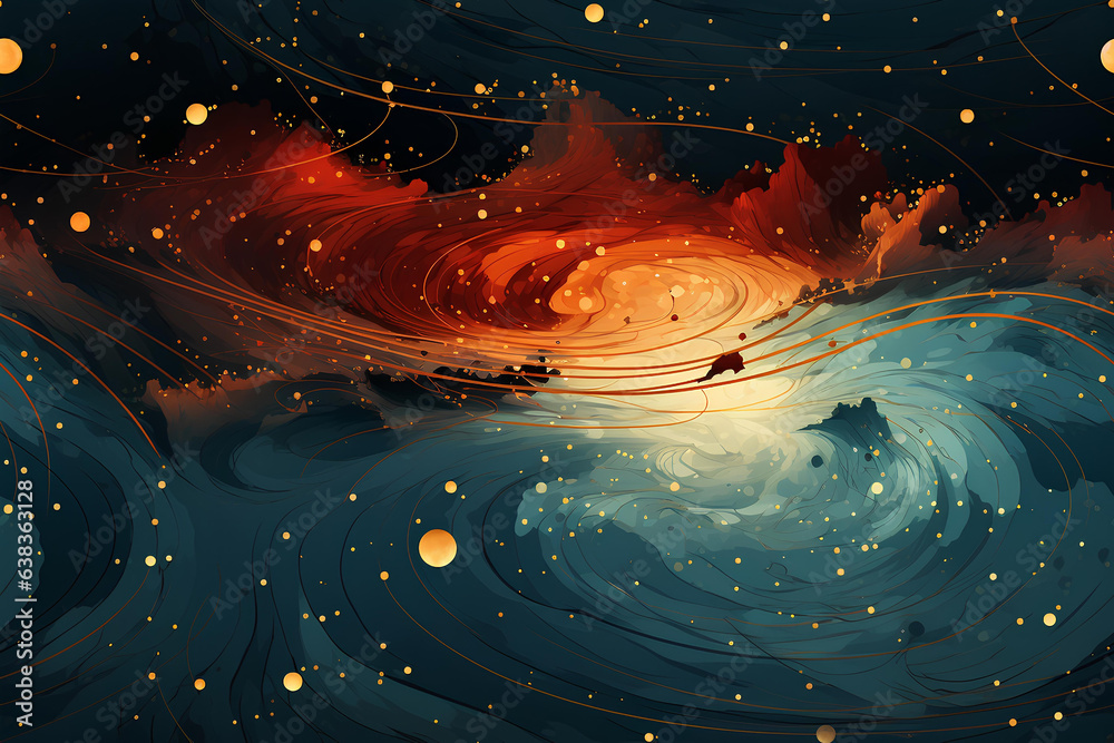 Wall mural astronomical image of the universe. fragment of an interstellar nebula in gold. clouds of cosmic gas