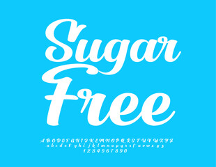 Fototapeta premium Vector modern badge Sugar Free. Beautiful calligraphic Font. Creative Letters, Numbers and Symbols set