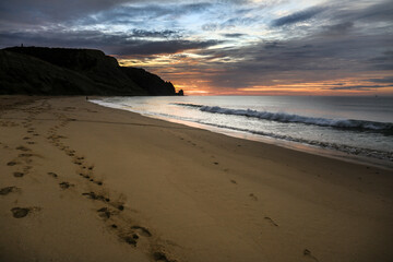 Beautiful sunrise at Praia da Luz, Algarve