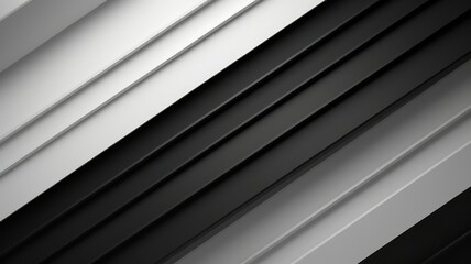 Obraz premium Black white silver gray abstract background for design. Geometric shape. Lines, stripes. 3d effect. Gradient. Light, glow, metallic. Web banner. Wide. Panoramic created with Generative AI