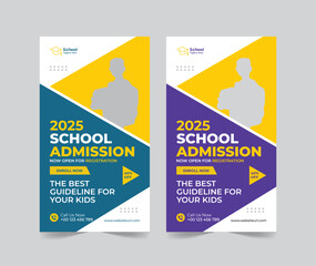 Fototapeta premium School Admission social media story template, Back to school social media story template or banner design template, Admission social media post design,school Admission promotional banner