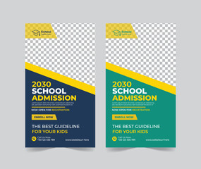 School Admission social media story template, Back to school social media story template or banner design template, Admission social media post design,school Admission promotional banner