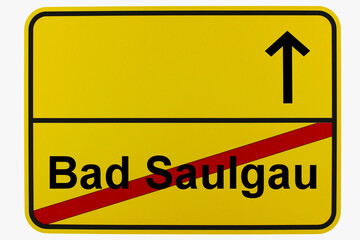 Illustration eines Ortsausgangsschildes von Bad Saulgau in Baden-Württemberg	