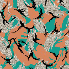 Wild 80's fluorescent color abstract camouflage seamless repeat patterns
