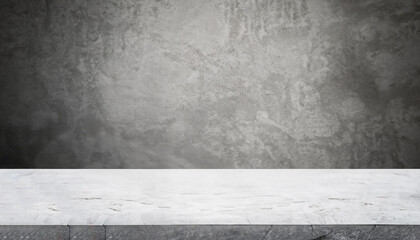 Stone table top and background of grey old concrete wall - can used for display or montage your products.