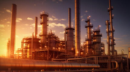 Fototapeta premium Oil_ refinery_ with oil storage tank with price graph and petrochemical_ plant industrial background. Generative AI