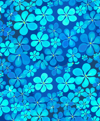 Forget-me-not  flowers, a bouquet of elegant blue Hydrangea. Vector pattern. Blue, emerald, pale blue petals. Floral background, interior, textiles, wallpaper and texture