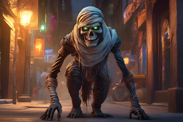 Portrait of a scary mummy. Generative Ai - 638371303