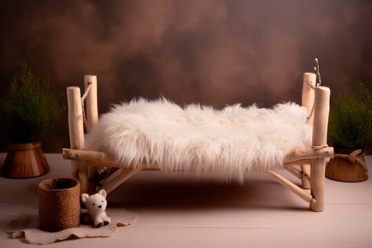 wooden bed for photography newborn prop