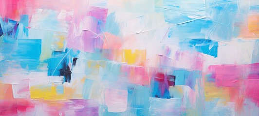Closeup of abstract rough colorful multicolored art painting texture, with oil acrylic brushstroke, pallet knife paint on canvas (Generative Ai) - obrazy, fototapety, plakaty