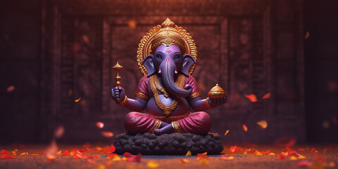 Ganesha, generative Ai - obrazy, fototapety, plakaty