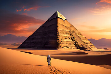 Egyptian pyramid outdoors. Generative Ai - obrazy, fototapety, plakaty