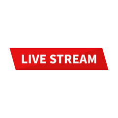 Live Stream In Red Color Rectangle Parallelogram Shape For Video
