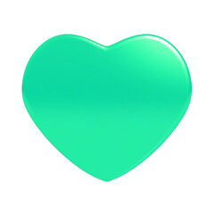 Glossy green teal heart icon or symbol with 3D effect