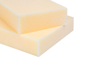 Orange sponge cleaning on white background