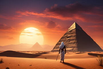 Egyptian pyramid outdoors. Generative Ai - 638374100
