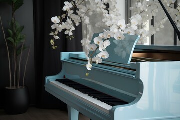 piano and flowers made by midjeorney