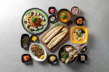 Korean food dish Pungcheon Fresh Water Eel Grilled Eel Soup Eel Seasoned Seaweed Jjolmyeon
