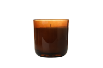 PNG, candle in glass cup, isolated on white background