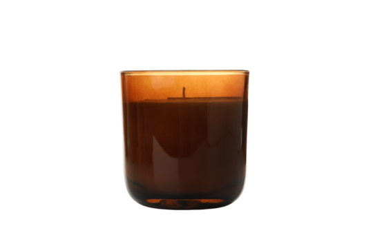 PNG, candle in glass cup, isolated on white background