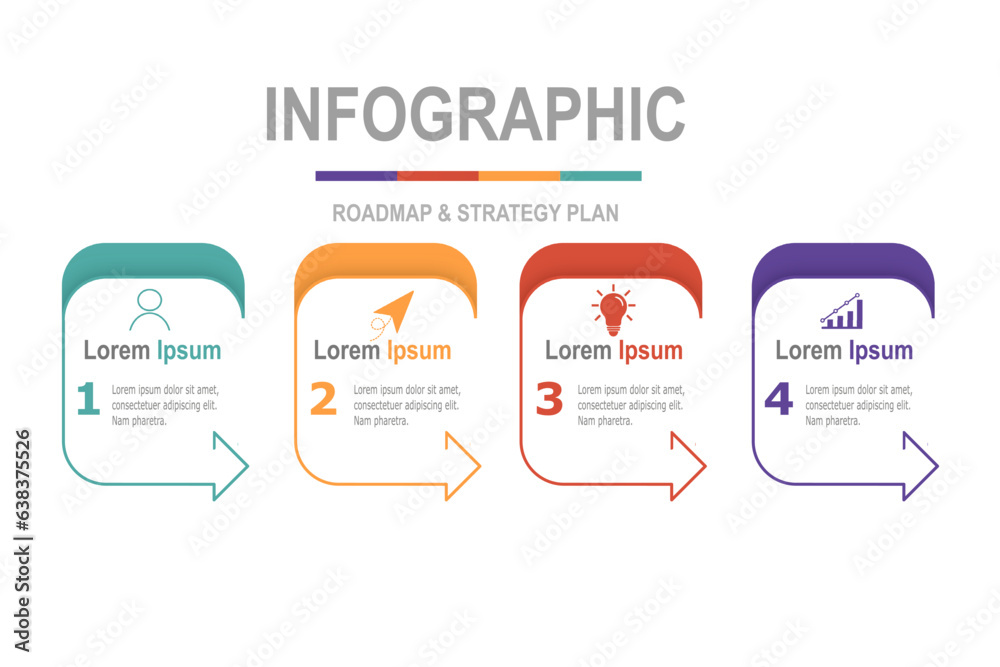 Canvas Prints infographic elements template, business concept with 4 steps, multi color minimal rectangle shape de