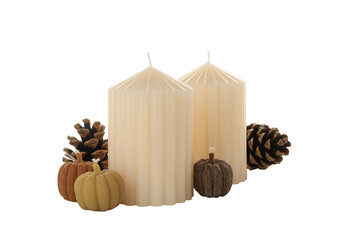 PNG, candles and cones, isolated on white background