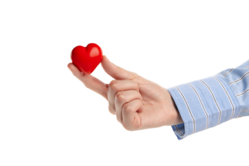 PNG, red heart in hand. Blood donation, isolated on white background
