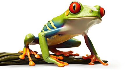 Red-eyed tree frog photo realistic illustration - Generative AI.