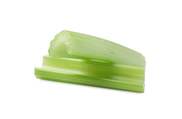 Fresh green cut celery isolated on white