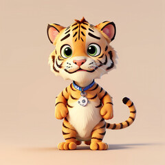 Cute Tiger Characters 3D Rendering