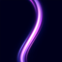 neon multicolored glowing swirl. The effect of moving at the speed of light. Easy trail. Shiny wavy path. Vector.