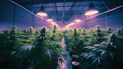 Fototapeta premium Cannabis Greenhouse, Cannabis Plants, Growing Marijuana, Close-ups of Cannabis Trees and Growth, Cannabis Buds, PNG, Photo,